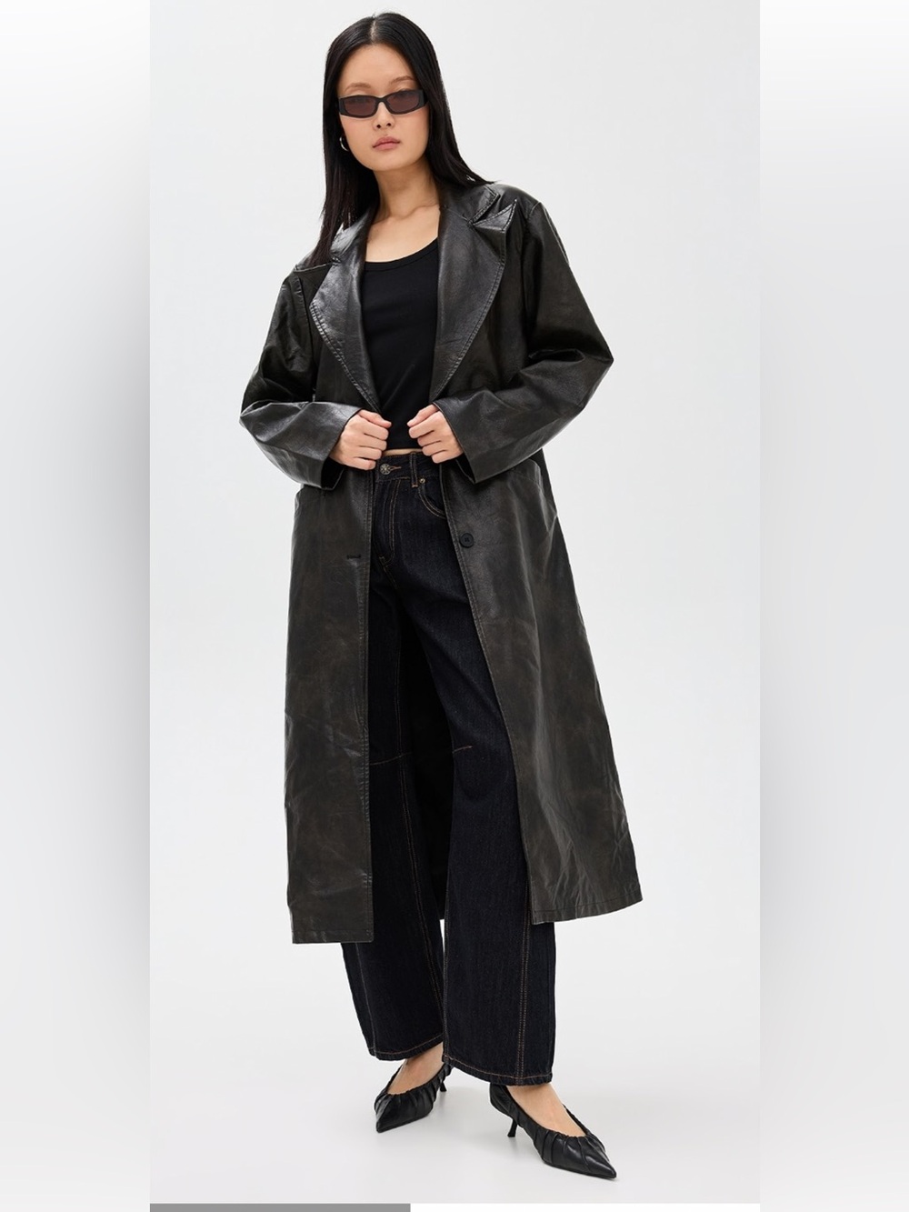 LIONESS Olsen Trench Coat Onyx Wash